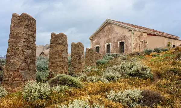 Sardunya Talya Capo Testa Nın Kayalıklarında Bir Kulübe — Stok fotoğraf