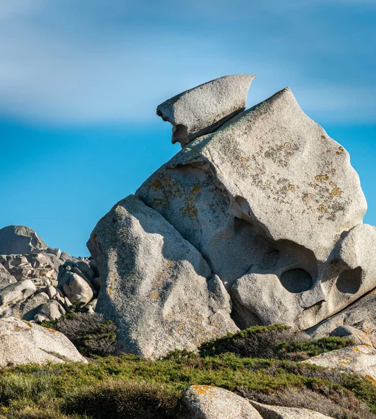 Gymnastics Climbing Rocks Capo Testa Sardinia Italy — Stock Photo, Image