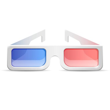 Beyaz arkaplandaki film için 3D gözlükler