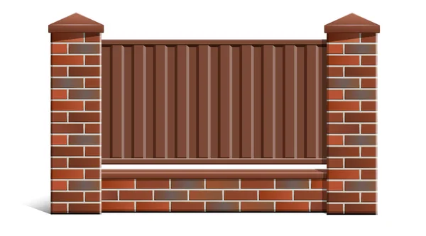 Une clôture en briques avec un profil métallique . — Image vectorielle