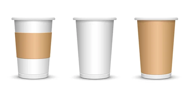 A mock-up of a cardboard coffee cup on a white insulated background.