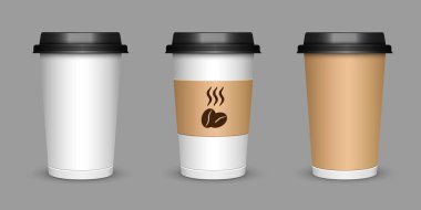 A cup of coffee. Realistic illustration of a cup of cappuccino tea. Mock up 3D cup of coffee.