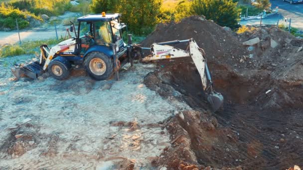 Excavadora Terex Trabajando en la obra — Vídeo de stock