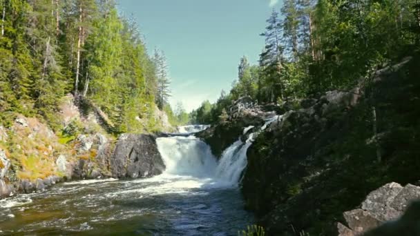 Kivach Waterfall in Karelia, Northern Russia — Stock Video