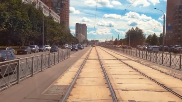 Sposoby tramwaj w Sankt Petersburgu Pov — Wideo stockowe