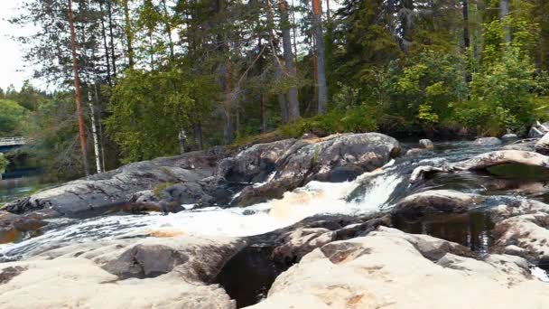 Waterfall Near Ruskeala Marble Canyon, Karelia, Russia — Stock Video