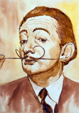 Hand drawn portrait Salvador Dali clipart