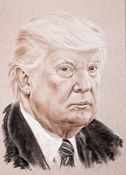 Donald Trump, Amerika Birleşik Devletleri Başkanı. El çizilmiş.