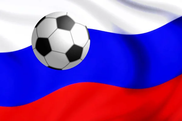 Ilustración de pelota de fútbol plateada con la bandera de Rusia —  Fotos de Stock