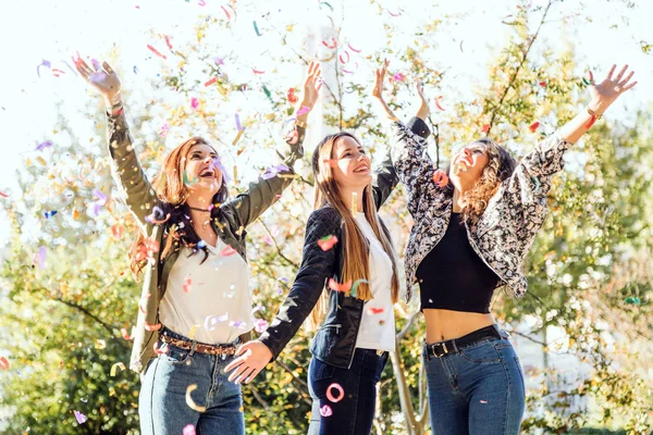 Grupo de amigos disfrutando del tiempo en el parque . —  Fotos de Stock