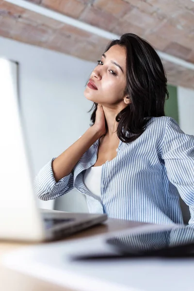 Shot Tired Young Business Woman Taking Moment Relax While Working — Stock Photo, Image