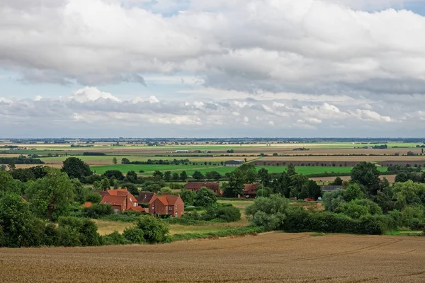 Lincolnshire Fens visto desde una colina en los Wolds Fotos de stock