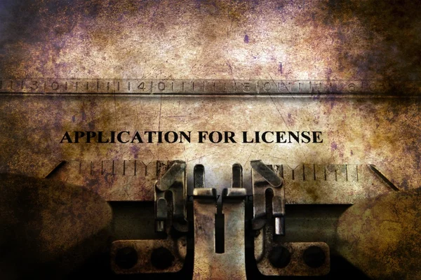 Application for license on vintage typewriter — Stock Photo, Image