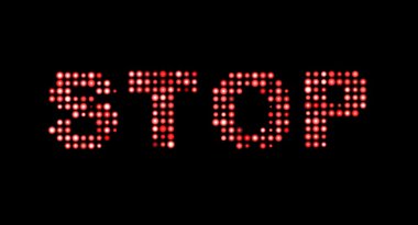 LED stop metnin üzerinde siyah