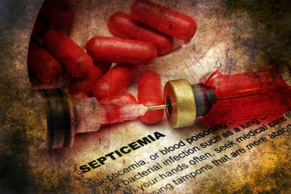 Bloedvergiftiging ziekte grunge concept — Stockfoto