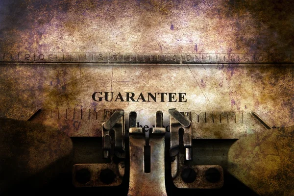 Guaranty  form on vintage typewriter — Stock Photo, Image