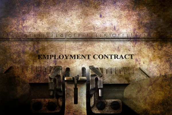 Employment contract on vintage typewriter — Stock Photo, Image