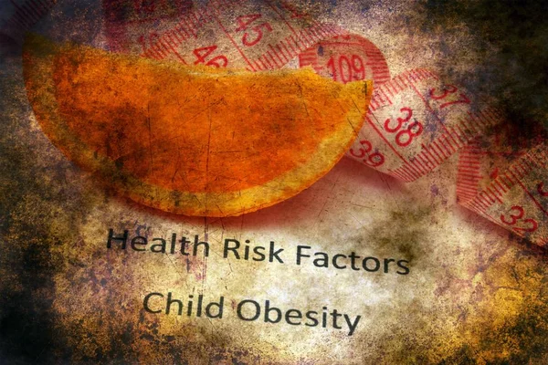 Fatores de risco para a saúde - conceito de grunge obesidade infantil — Fotografia de Stock