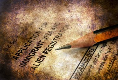 Uygulama göçmen vize grunge konsepti için