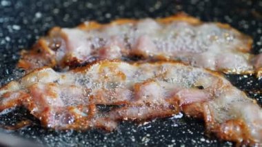 Izgara domuz pastırması Fried Close-Up