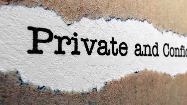 Privat och konfidentiell — Stockvideo