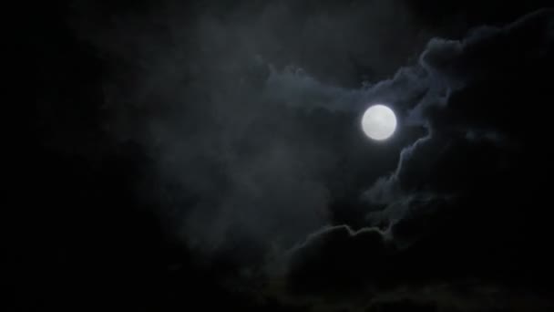 Full moon and clouds — Stock Video