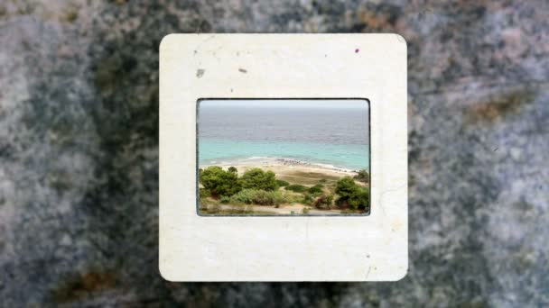 Sea shore on slide film — Stock Video