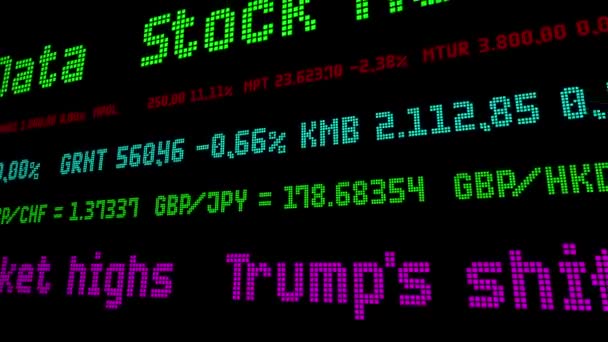 Trump mudando pontos de vista sobre os altos do mercado de ações — Vídeo de Stock