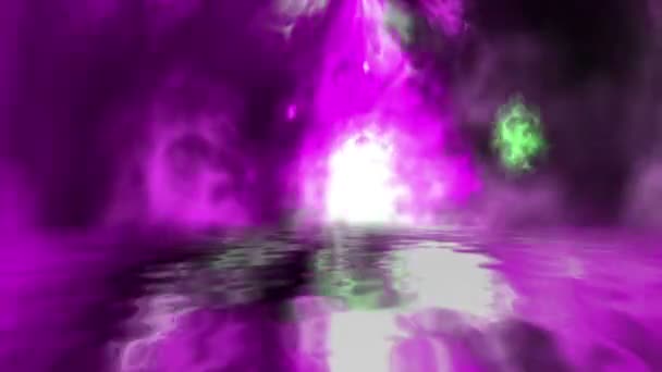 Partículas coloridas animadas con reflexión — Vídeos de Stock