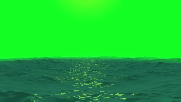 Ondas oceánicas en un fondo de pantalla verde — Vídeo de stock