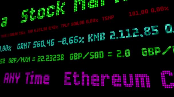 Stock market ticker Ethereum mynt Eth kunde nå 0 vid någon tidpunkt — Stockvideo