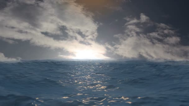 Blue Ocean View met wolken aan de Horizon — Stockvideo