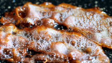 Izgara domuz pastırması Fried Close-Up