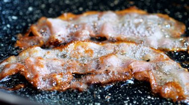 Izgara domuz pastırması Fried Close-Up