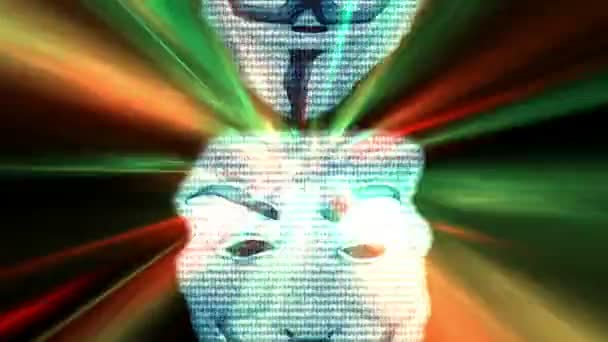 数字背景上的匿名面具 — 图库视频影像