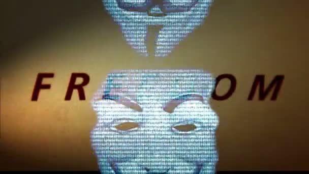 Maschera anonima su sfondo libertà — Video Stock