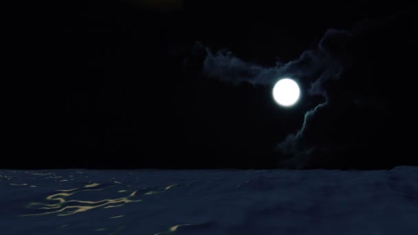 Luna sull'oceano che si riflette nell'acqua — Video Stock