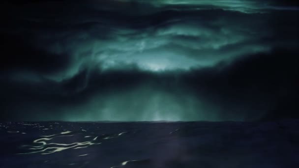 Blue Ocean View con nubes tormentosas en el horizonte — Vídeo de stock