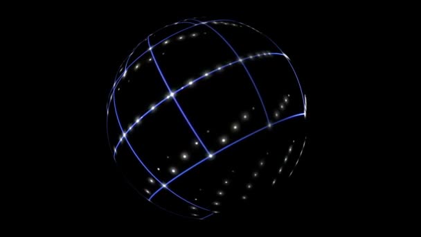 Antimação da Rede Espacial Cibernética da Esfera 3D — Vídeo de Stock