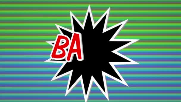 Bang comic pop art text against colorful background — Stock Video