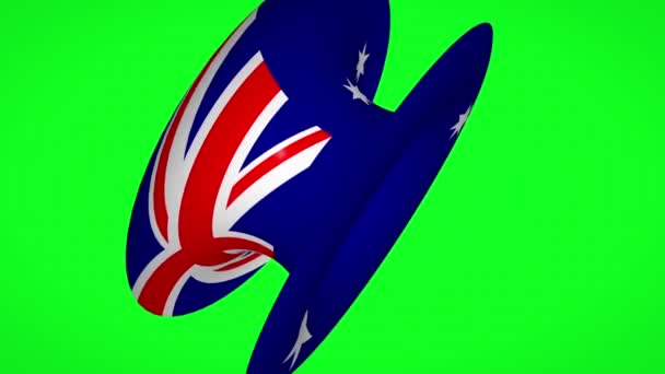 Bandera australiana que se transforma en cinturón de seguridad en pantalla verde — Vídeo de stock