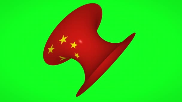 Bandera china que se transforma en cinturón de seguridad en pantalla verde — Vídeos de Stock