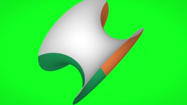 Irland flagga förvandlas till livbälte på grön skärm — Stockvideo