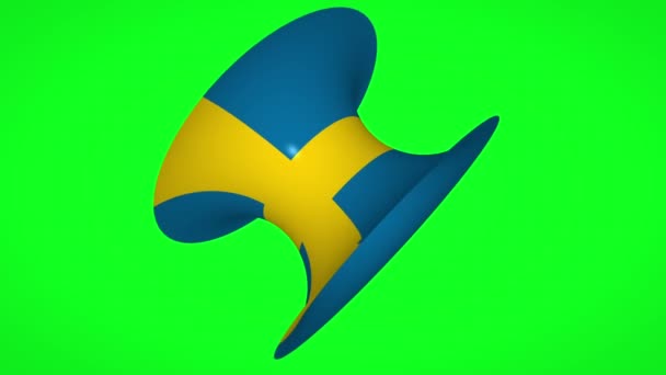 Sverige flagga förvandlas till livbälte på grön skärm — Stockvideo