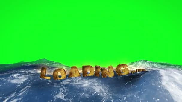 Texto de carga 3D flotando en el agua — Vídeo de stock