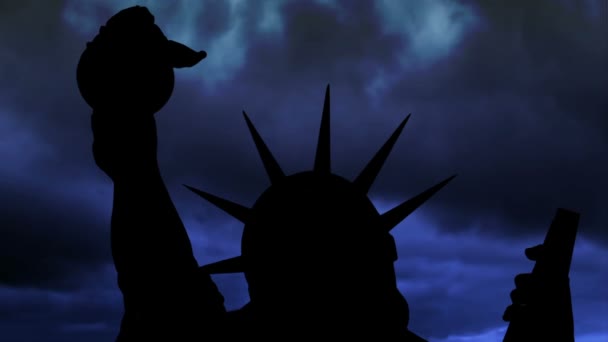 The Statue Of Liberty Of New York City Against Time Lapse Clouds. — Stock Video