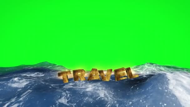 Travel text floating in the water — Stock Video