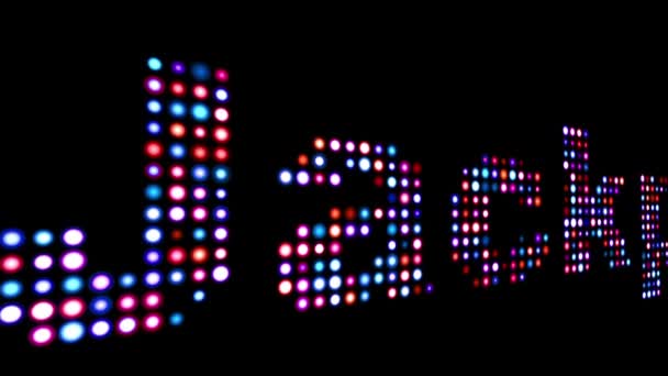 Jackpot colorful led text over black — Stock Video