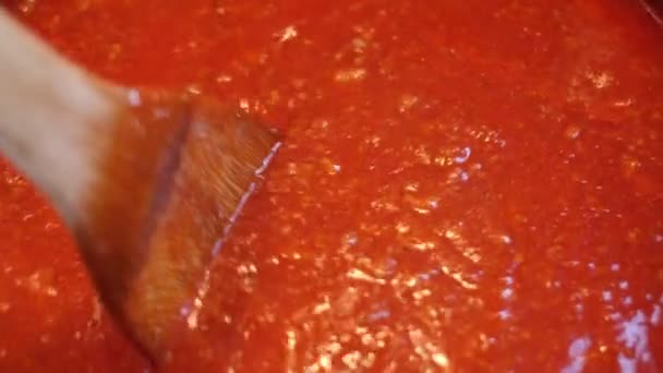 Molho de Salsa de tomate vermelho quente — Vídeo de Stock