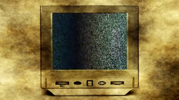 Iglesia en viejo vintage tv set — Vídeo de stock